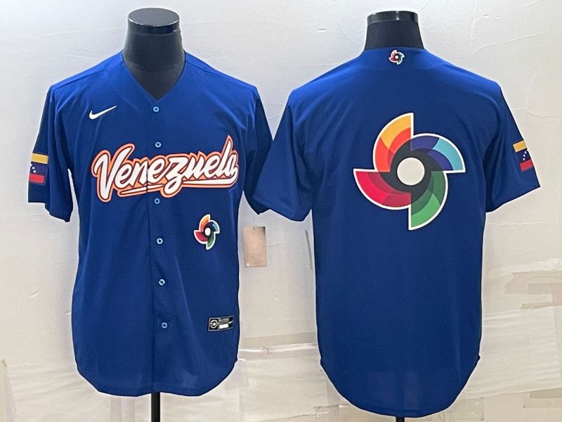 Men 2023 World Cub Venezuela Blank Blue Nike MLB Jersey6